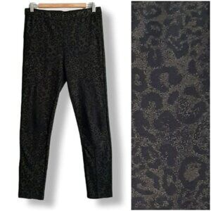 FREE PEOPLE Leopard Pull-On Crop Leggings Sz M Flawed